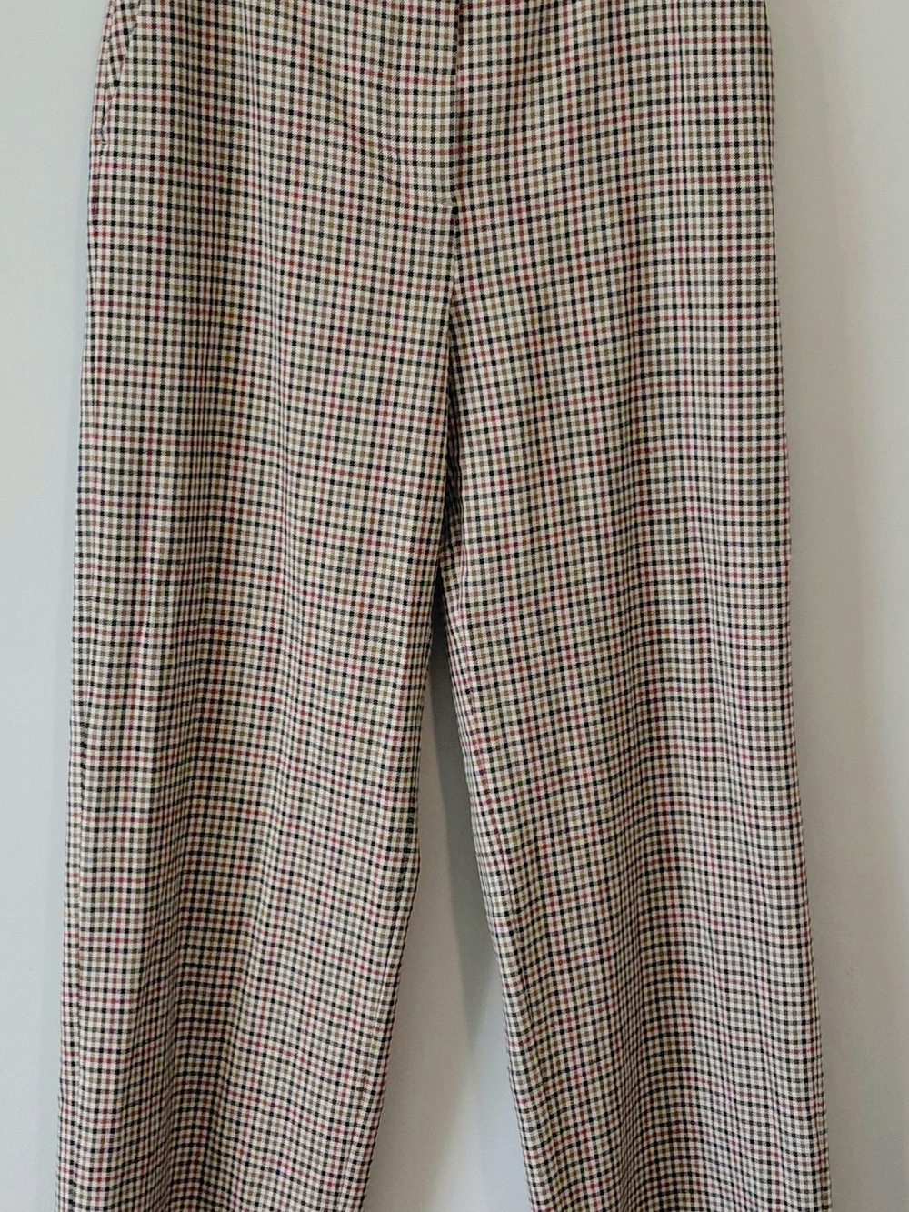 Zara Beige Houndstooth Trousers with Black and Red Check